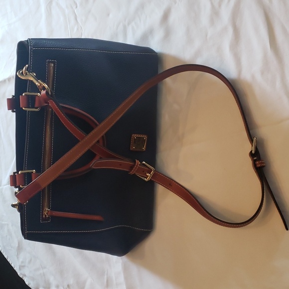 Dooney & Bourke Blue Pebble Grain Leather Satchel Shoulder Bag - Picture 6 of 13